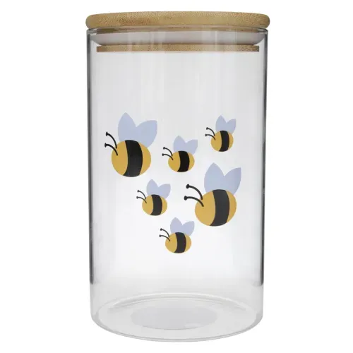 Canister De Vidrio Con Tapa De Bambu 110