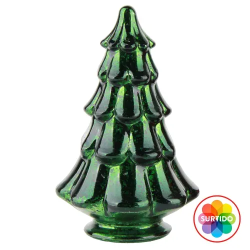 Adorno Holiday Time de árbol de vidrio surtido con diseño de Navidad - 15 cm