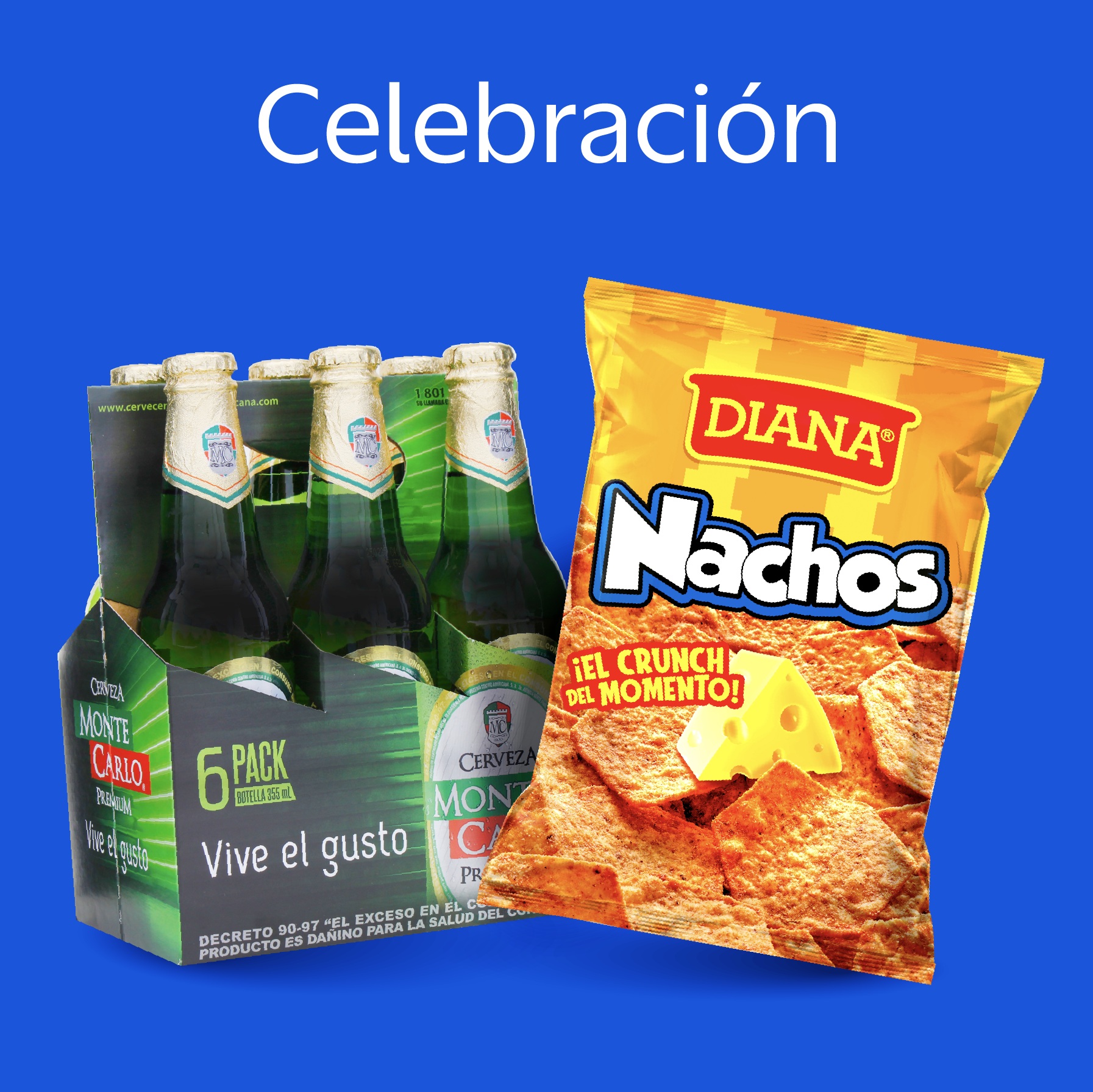 Productos de celebración con artículos festivos y alimentos 