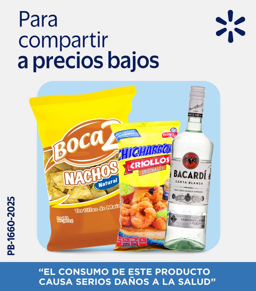 Selección de cervezas, licores y snacks ideales para compartir y disfrutar en reuniones especiales con calidad Walmart